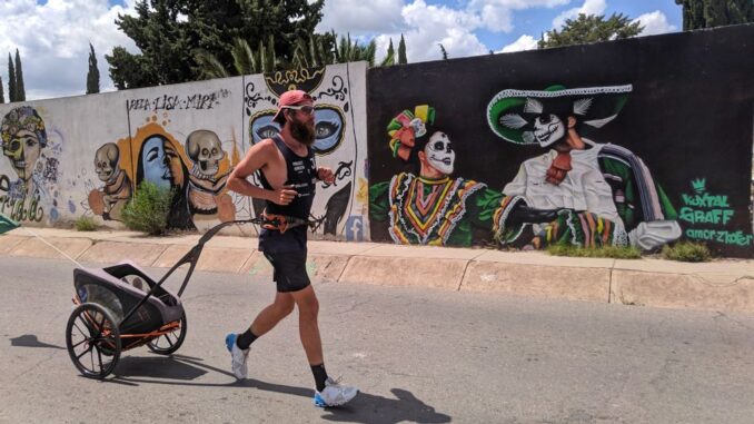 Jonas Deichmann runs through Zacatecas, Mexico. (Courtesy of Jonas Deichmann)