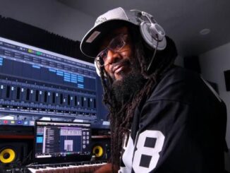 Shaleef Perkins, who writes and performs raps about the NFL's Las Vegas Raiders and its players, in the recording studio. (Nicholas Perkins)