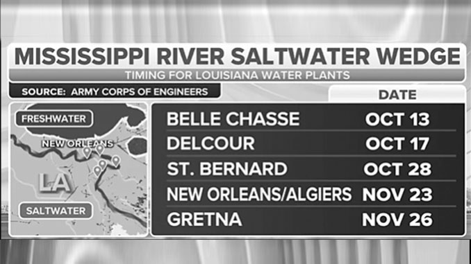 Reprieve for New Orleans as Salt Water Creeping up the Mississippi River Slows its Push Inland